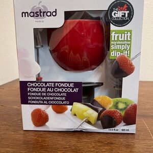 Mastrad Paris Chocolate Fondue Set – Red Ceramic Gift Collection (New in Box)